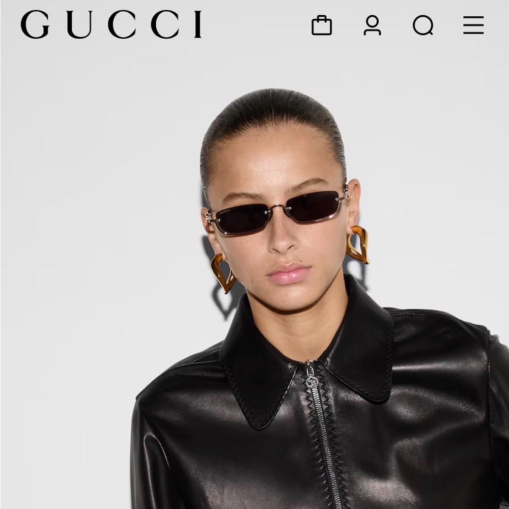 Gucci Narrow Rectangular Frame Sunglasses